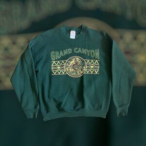 vintage 1990's Large FOTL Kokopelli Grand Canyon aztec green sweatshirt native